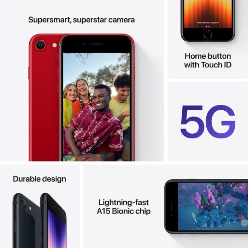 NEW Apple iPhone SE 2022 3rd Gen - 64GB - All Colours - Unlocked Smartphone