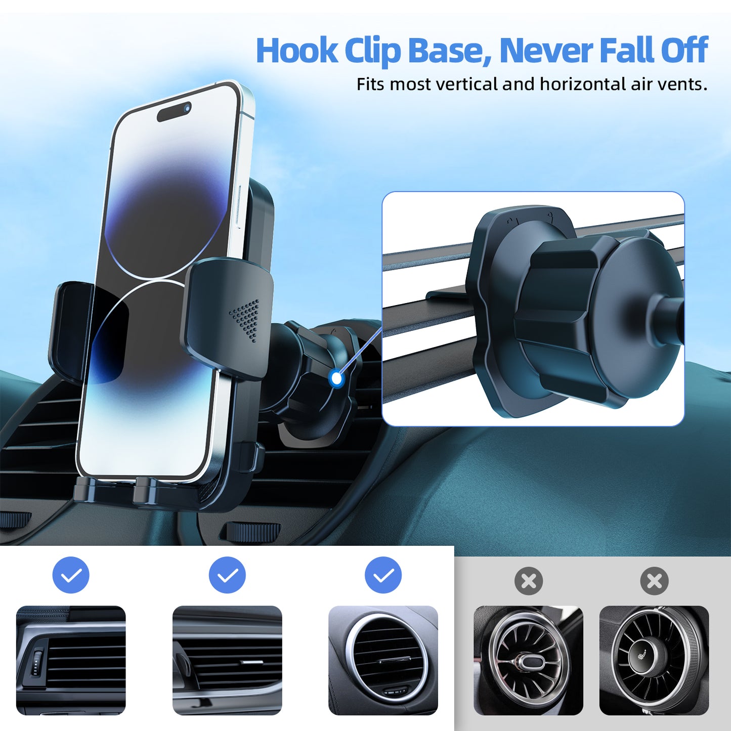 360° Universal Air Vent Mobile Phone Holder In Car Stand Cradle Mount GPS iPhone