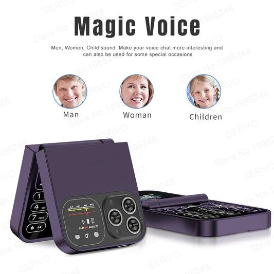 F15 Mini Small Flip Mobile Phone 2 SIM Standby Speed Dial Magic Voice Flashlight Call Recording 2G GSM Cute Fold Cellphone