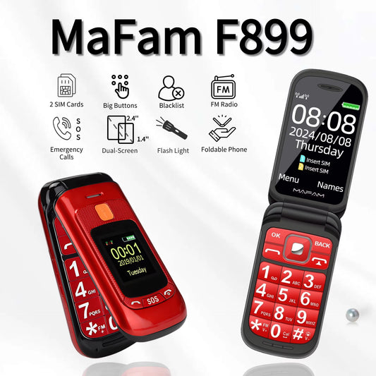 Senior Flip Dual Display Mobile Phone for Elderly Two SIM Card Large Button Speed Dial Flashlight FM Radio Push Button SOS Call