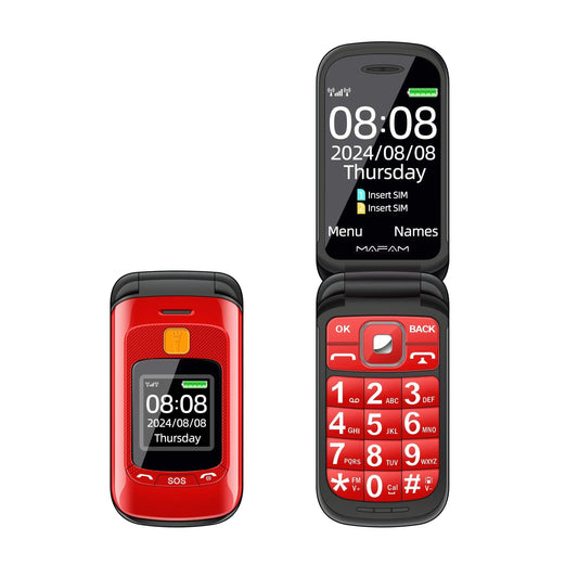 Senior Flip Dual Display Mobile Phone for Elderly Two SIM Card Large Button Speed Dial Flashlight FM Radio Push Button SOS Call