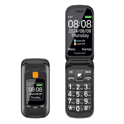 Senior Flip Dual Display Mobile Phone for Elderly Two SIM Card Large Button Speed Dial Flashlight FM Radio Push Button SOS Call